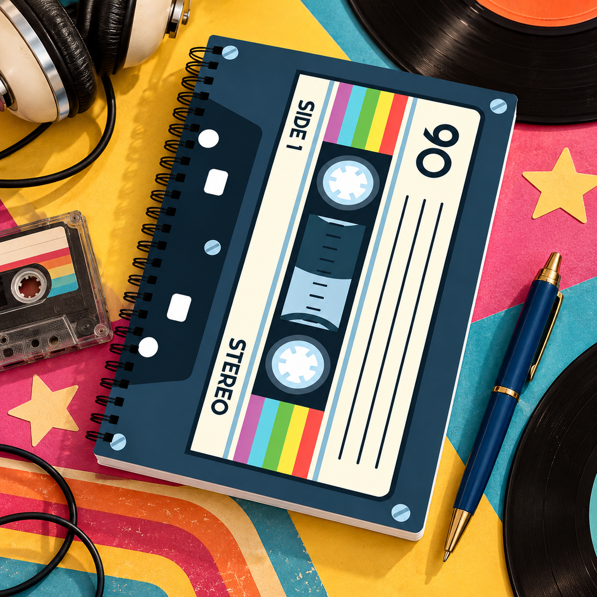 A5 Vintage Cassette-Style Notebook (60 Pages)