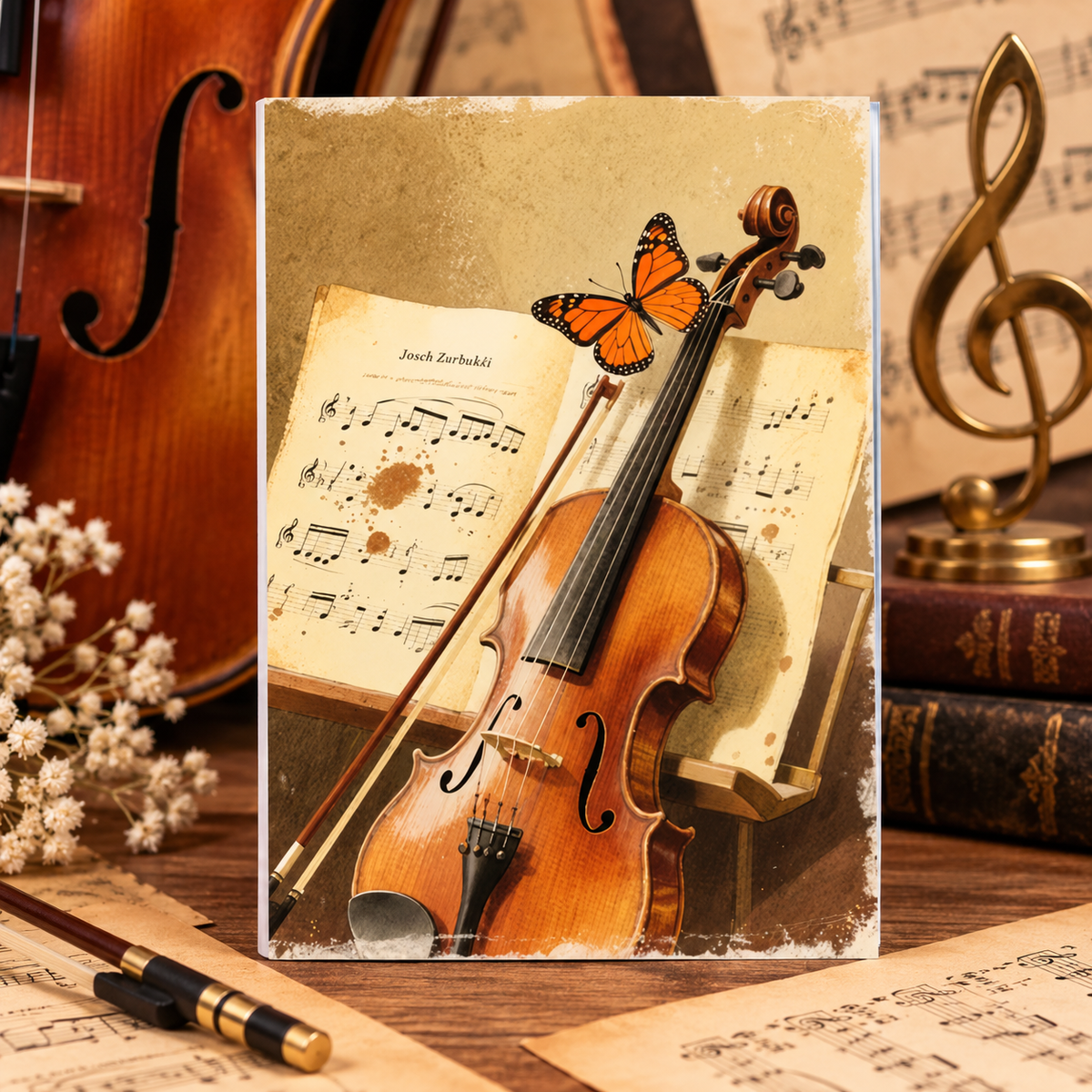 Vintage Violin Style Notebook (100 pages)