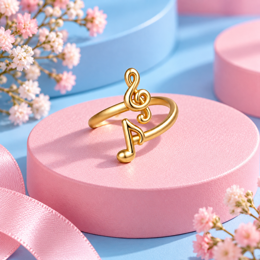 Gold Treble and Note Adjustable Ring