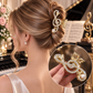 Large Gold Treble Clef Rhinestone Butterfly Hairclip with Pearl Accent