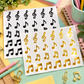 Gold Foil and Black Flecked Matte Music Sticker Sheet Set – 96 Stickers