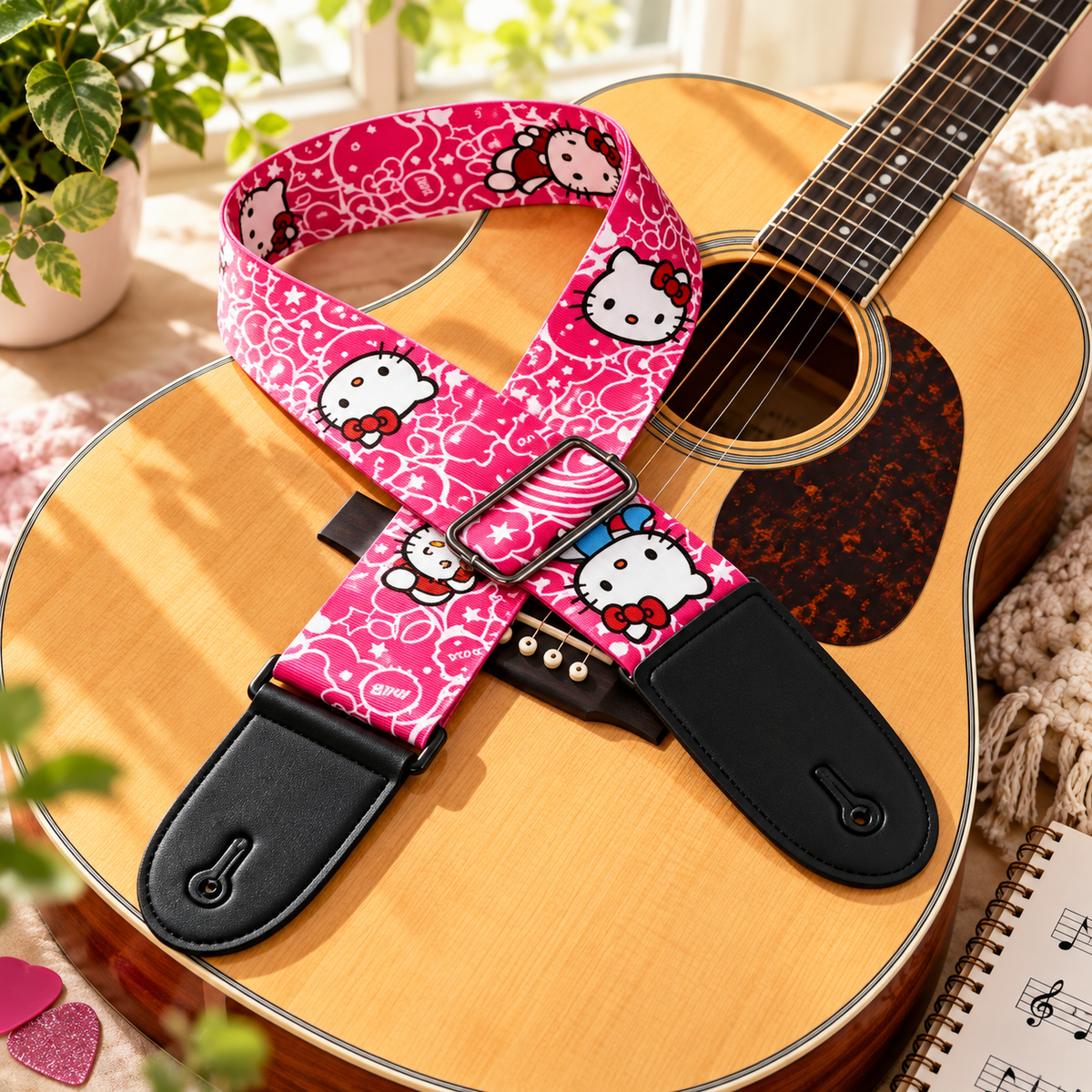 Kitty Pink Guitar Strap