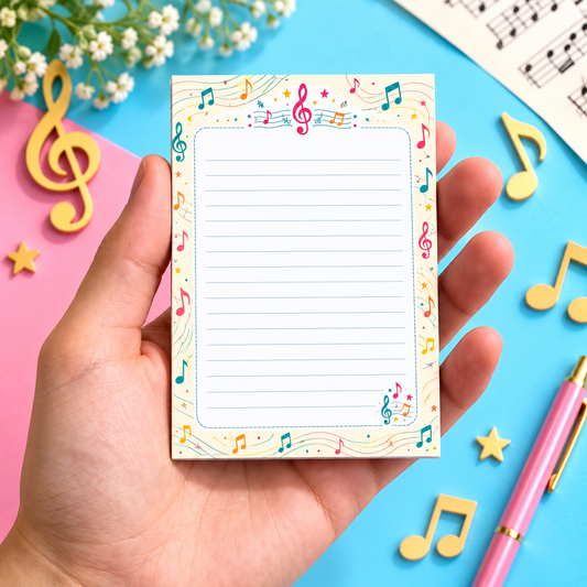 A7 Music Note Border Rectangle Lined Memo Pad (50 Sheets)