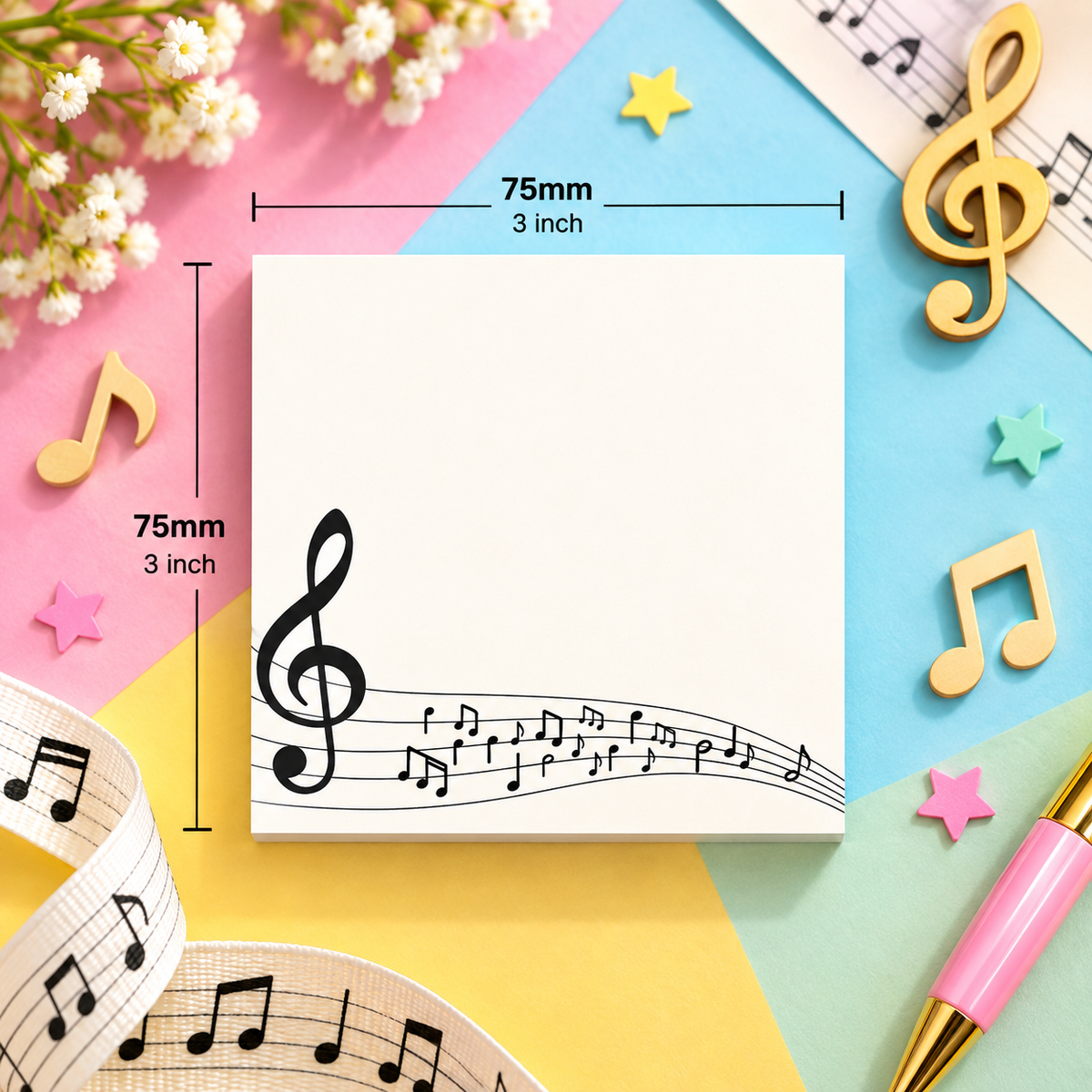 Music Notes Self-Adhesive Square (50 Sheets)
