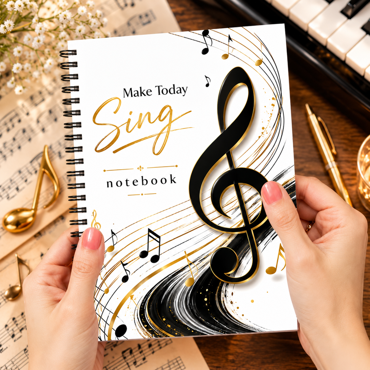 A5 Make Today Sing Sprial Music Notebook (100 Pages)