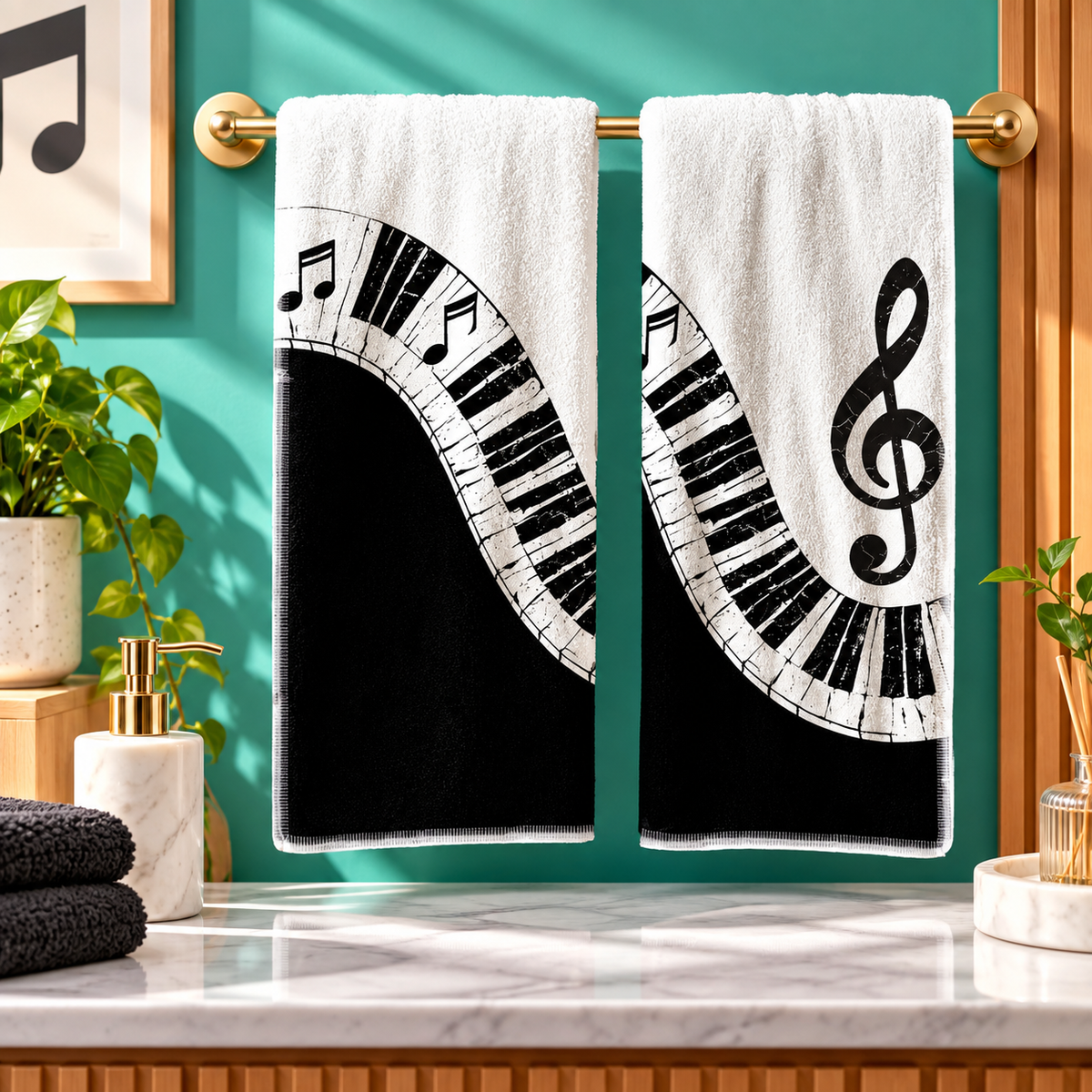 Piano Hand Towels Set (2 Pack)