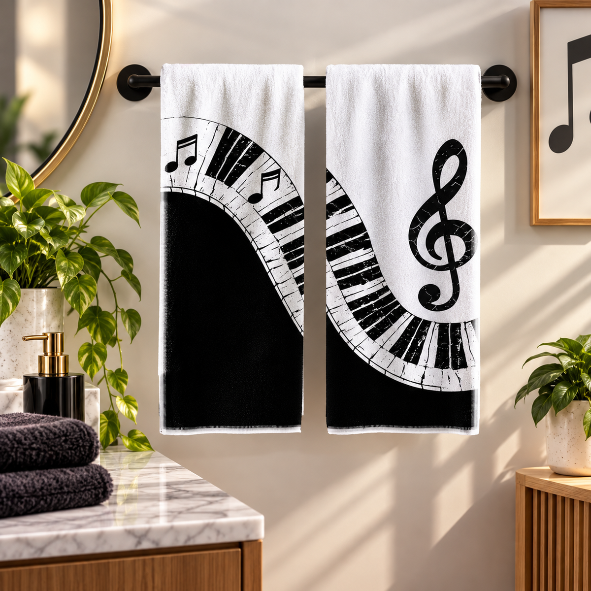 Piano Hand Towels Set (2 Pack)