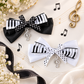 Piano Key Bow Clip with Silver Rhinestone Treble Clef - 2 Piece Set