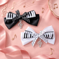Piano Key Bow Clip with Silver Rhinestone Treble Clef - 2 Piece Set