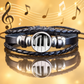 Adjustable Piano Key Bracelet with Glass Charm (Black)