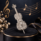 Silver Cello Mini Pin with Rhinestones