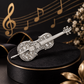 Silver Cello Mini Pin with Rhinestones