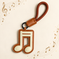 Faux Leather Music Note Bag Charm & Keyring - Brown