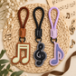 Faux Leather Music Note Bag Charm & Keyring - Brown