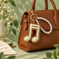 Faux Leather Music Note Bag Charm & Keyring - Brown