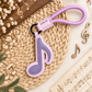 Faux Leather Music Note Bag Charm & Keyring - Purple