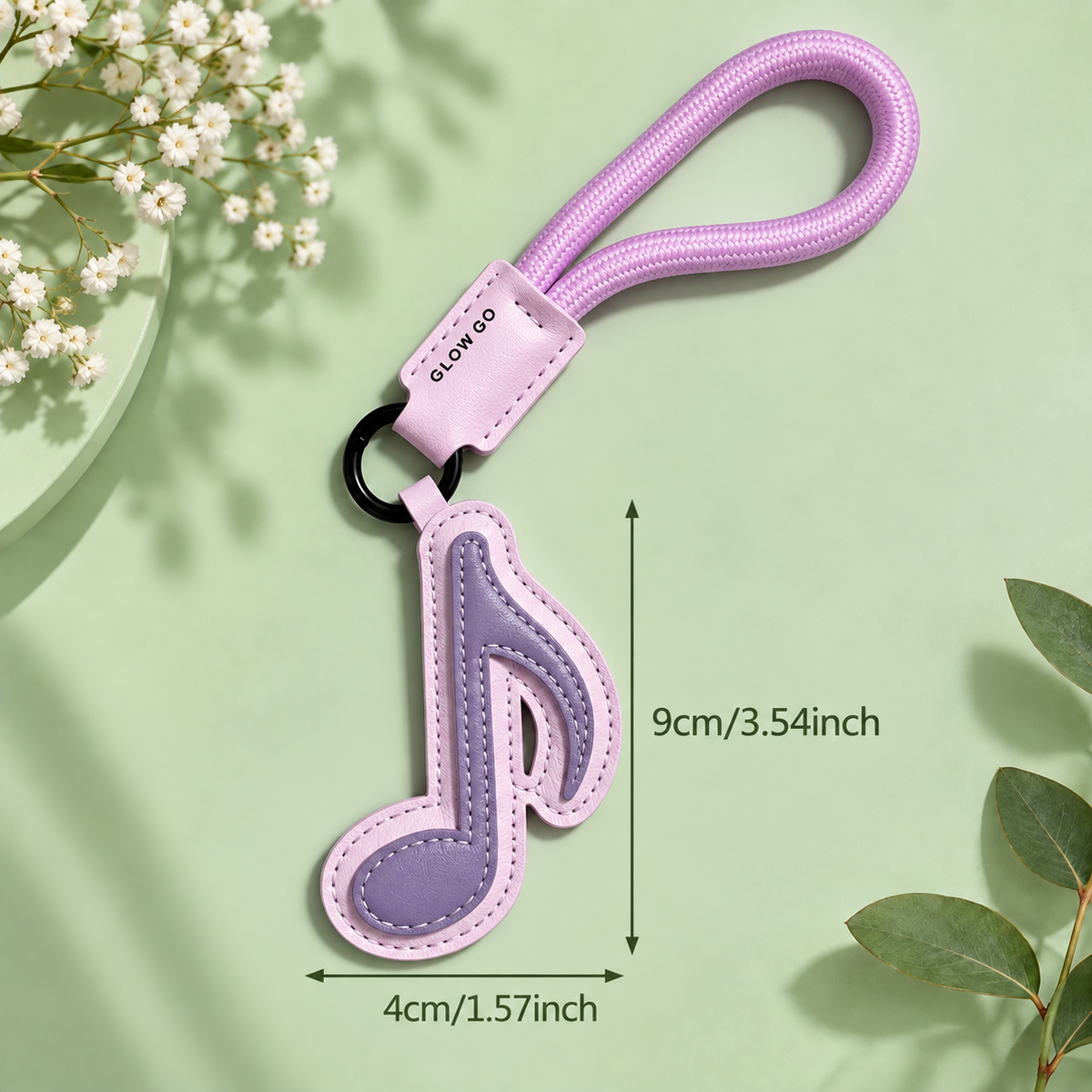 Faux Leather Music Note Bag Charm & Keyring - Purple