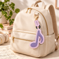 Faux Leather Music Note Bag Charm & Keyring - Purple
