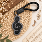 Faux Leather Music Note Bag Charm & Keyring - Black