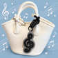 Faux Leather Music Note Bag Charm & Keyring - Black