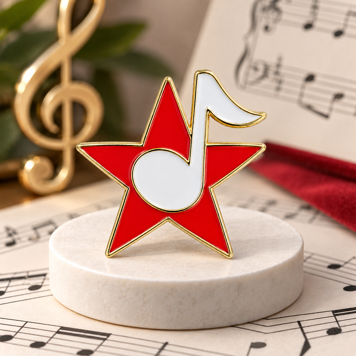 Mini Pin Star With 8th Note (Assorted Colours)