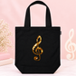 Black Canvas Music Bag with Reversible Gold/ Silver Sequin Treble Clef