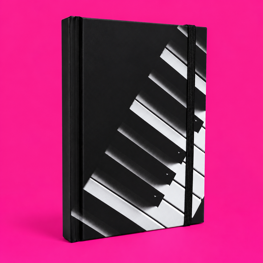 A6 Notebook Black with Piano Keyboard