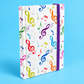 A5 Notebook with Colourful Treble Clefs and Elastic Band