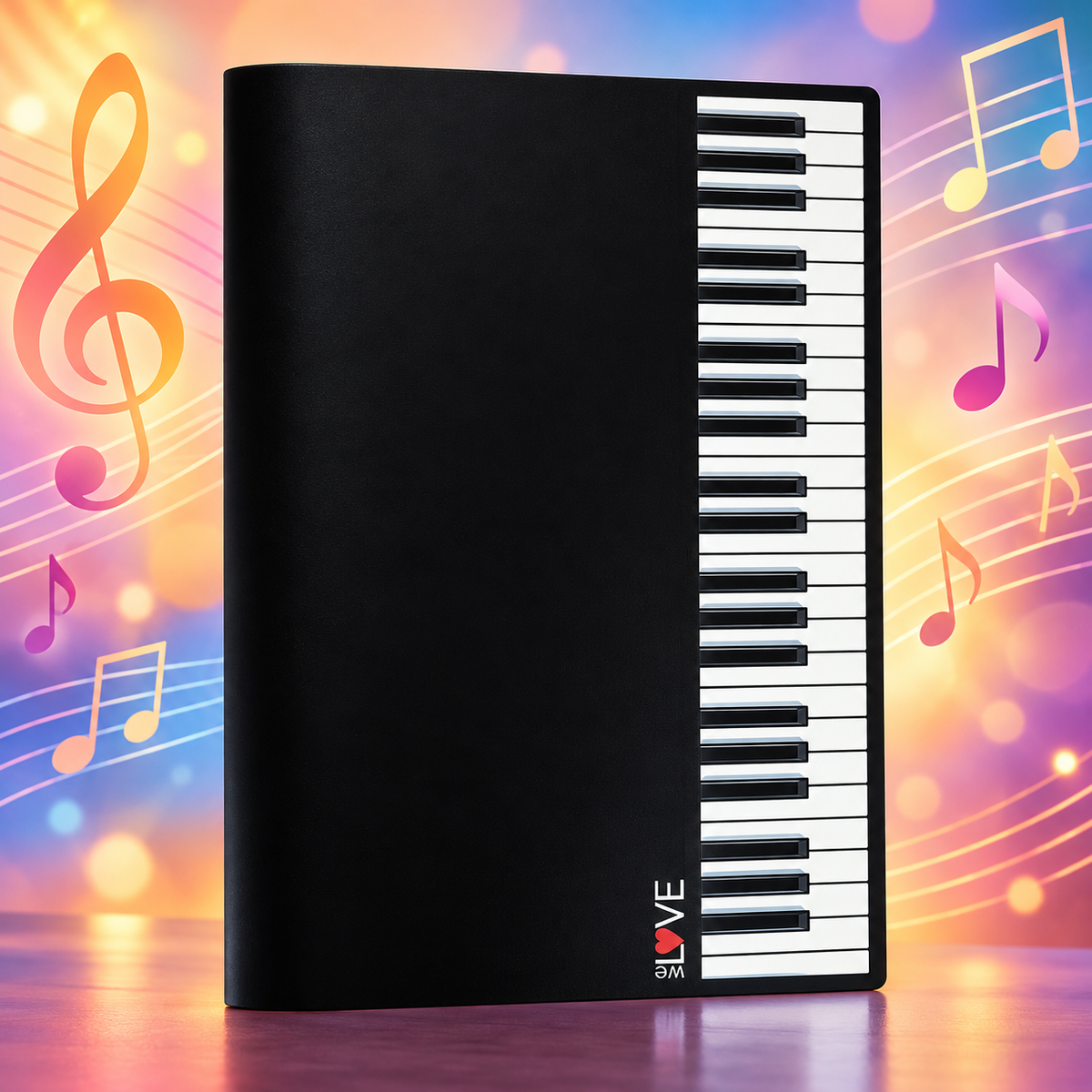 Black and White Piano Keyboard A4 Display Folder with 20 Clear Pockets