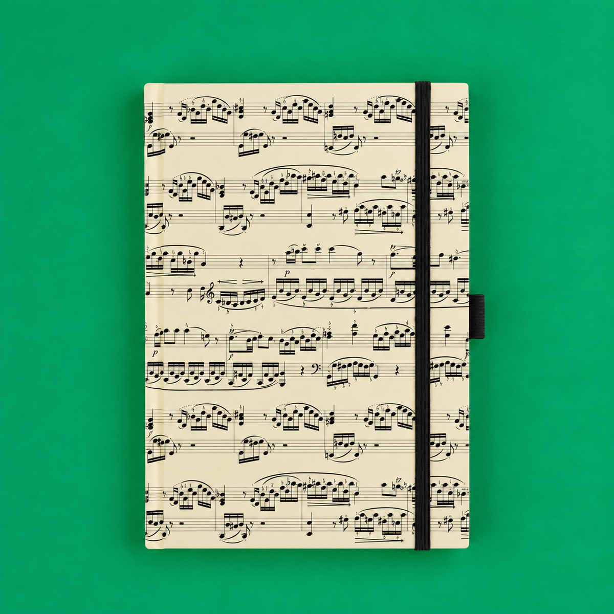 A5 Cream Notebook with Black Manuscript Design