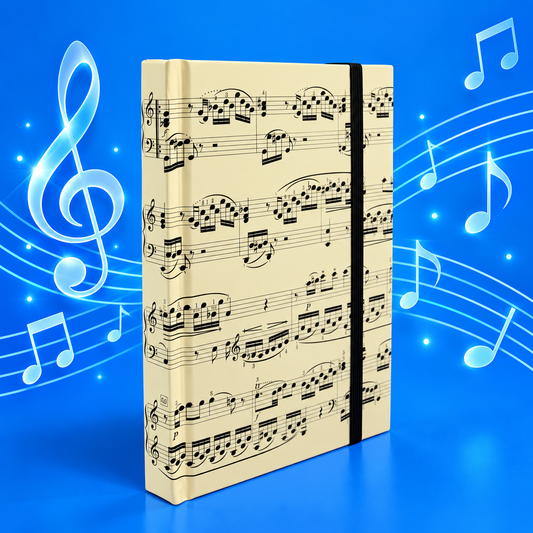A5 Cream Notebook with Black Manuscript Design
