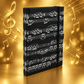 A5 Notebook Black with White Music Manuscript and Elastic Band