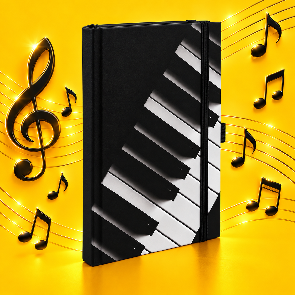 Black Piano Keyboard A5 Notebook