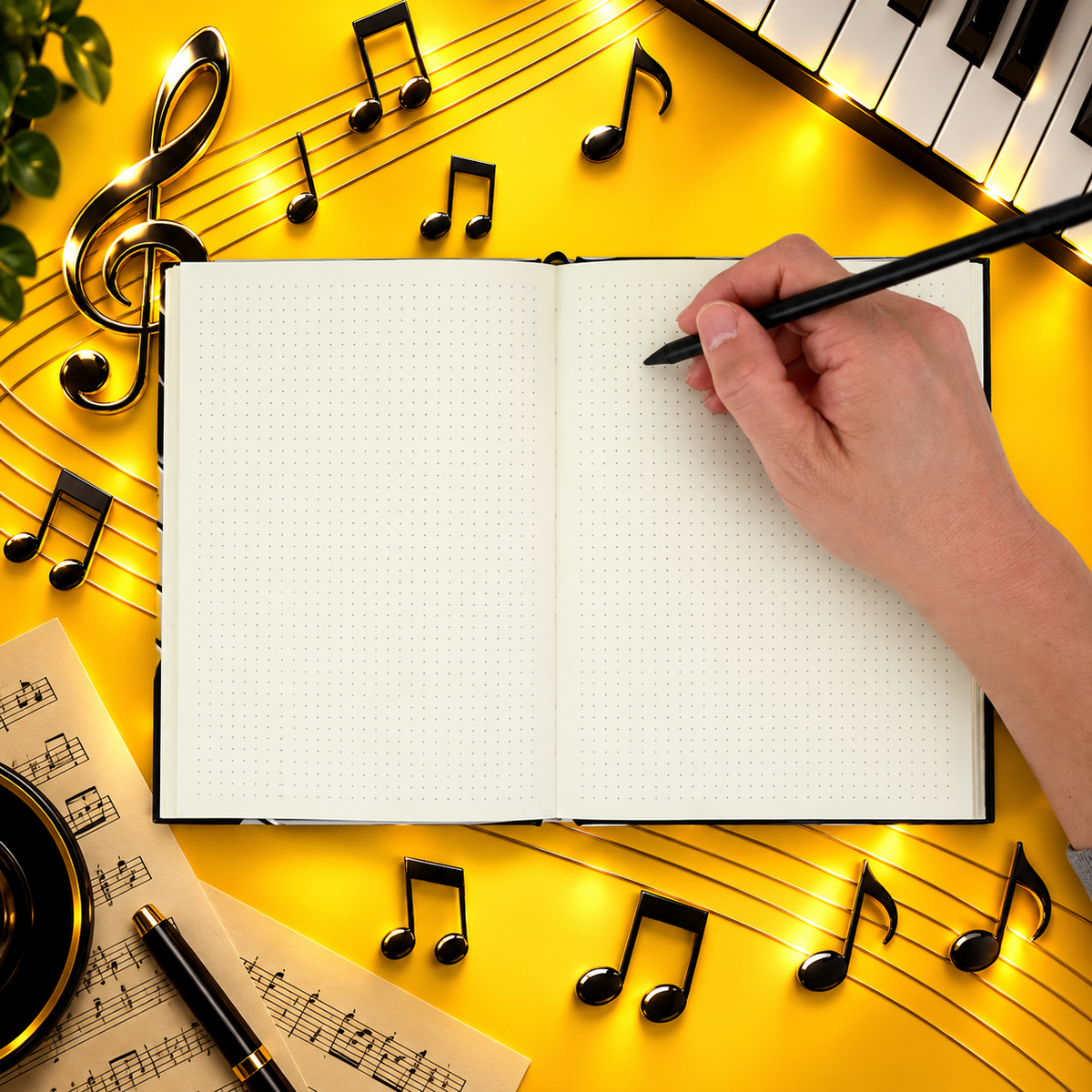 Black Piano Keyboard A5 Notebook