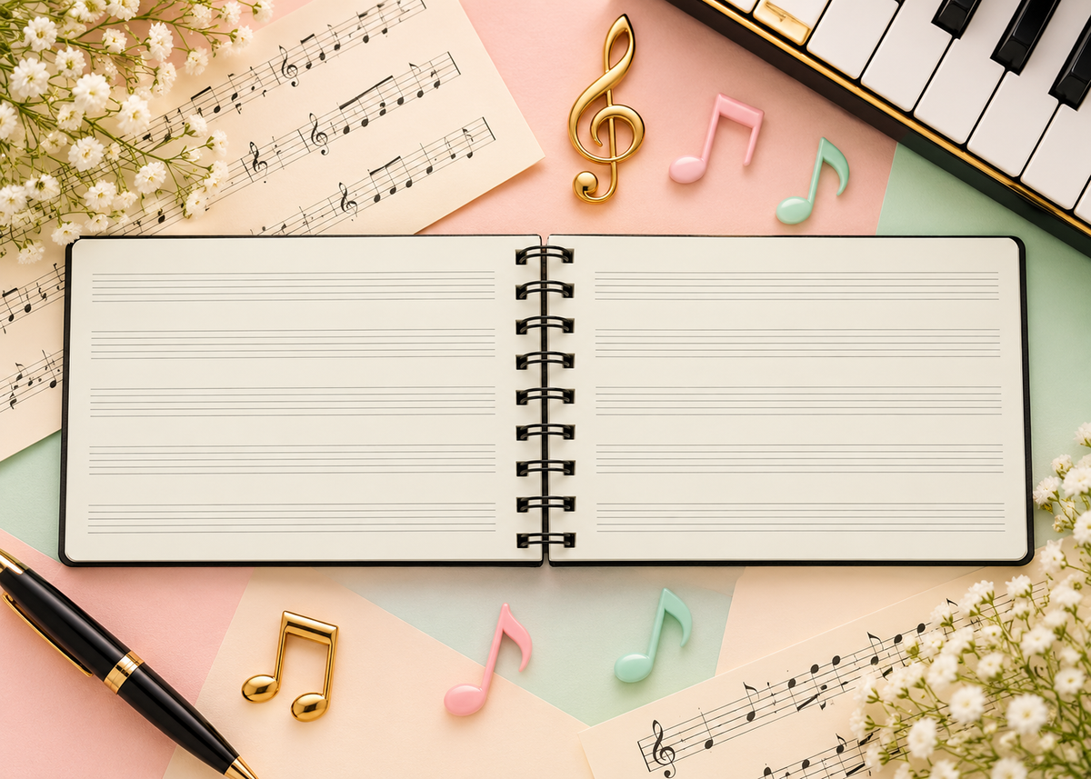 A5 Spiral Notebook & Manuscript (Black and White Keyboard)