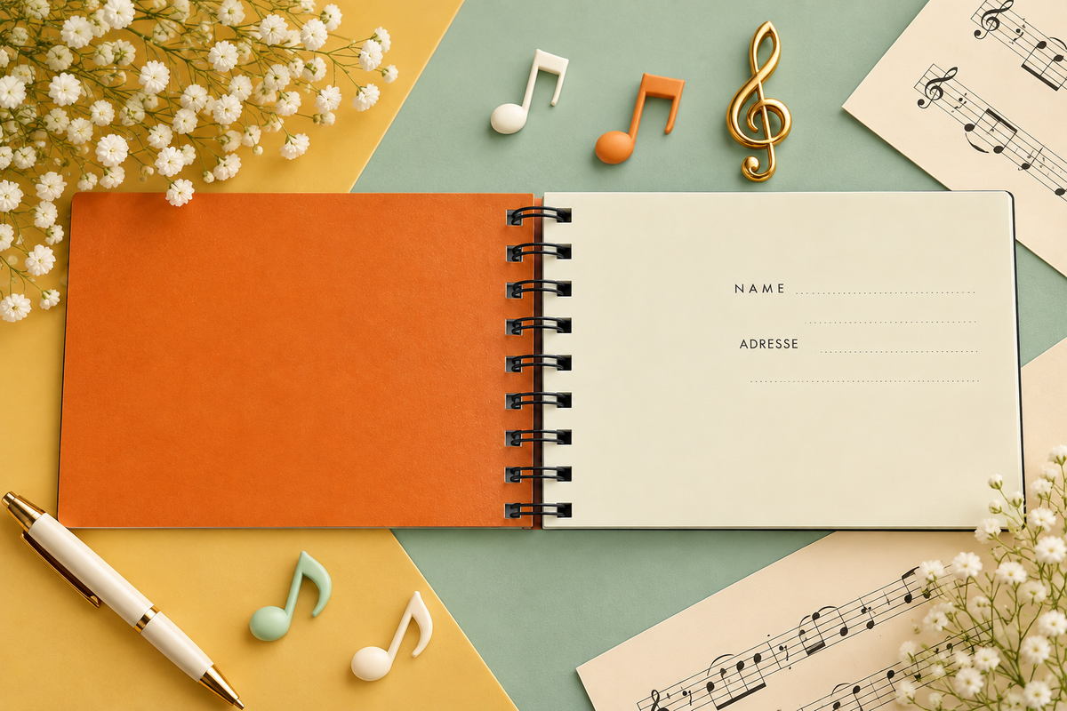 A5 Spiral Notebook White with Black Music Manuscript