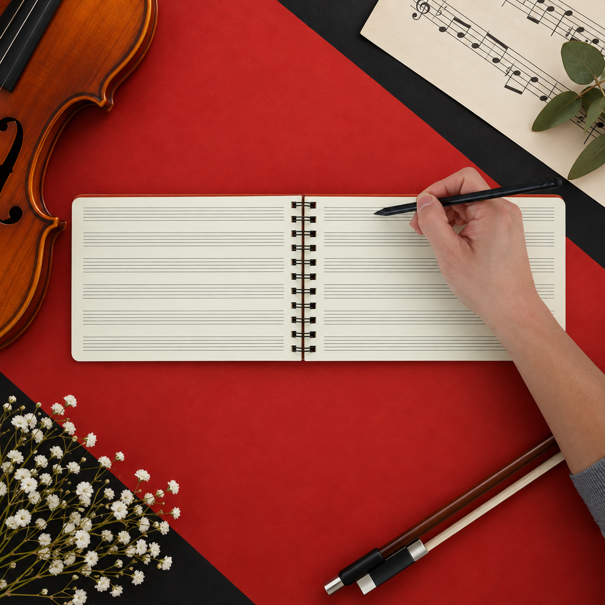 Violins/Violas White A5 Spiral Notebook