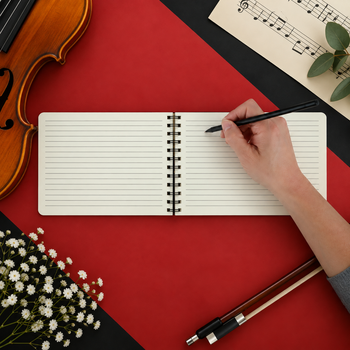 Violins/Violas White A5 Spiral Notebook