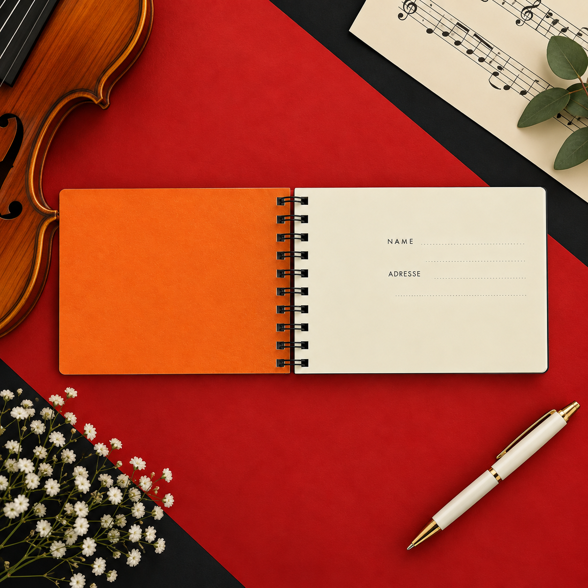 Violins/Violas White A5 Spiral Notebook
