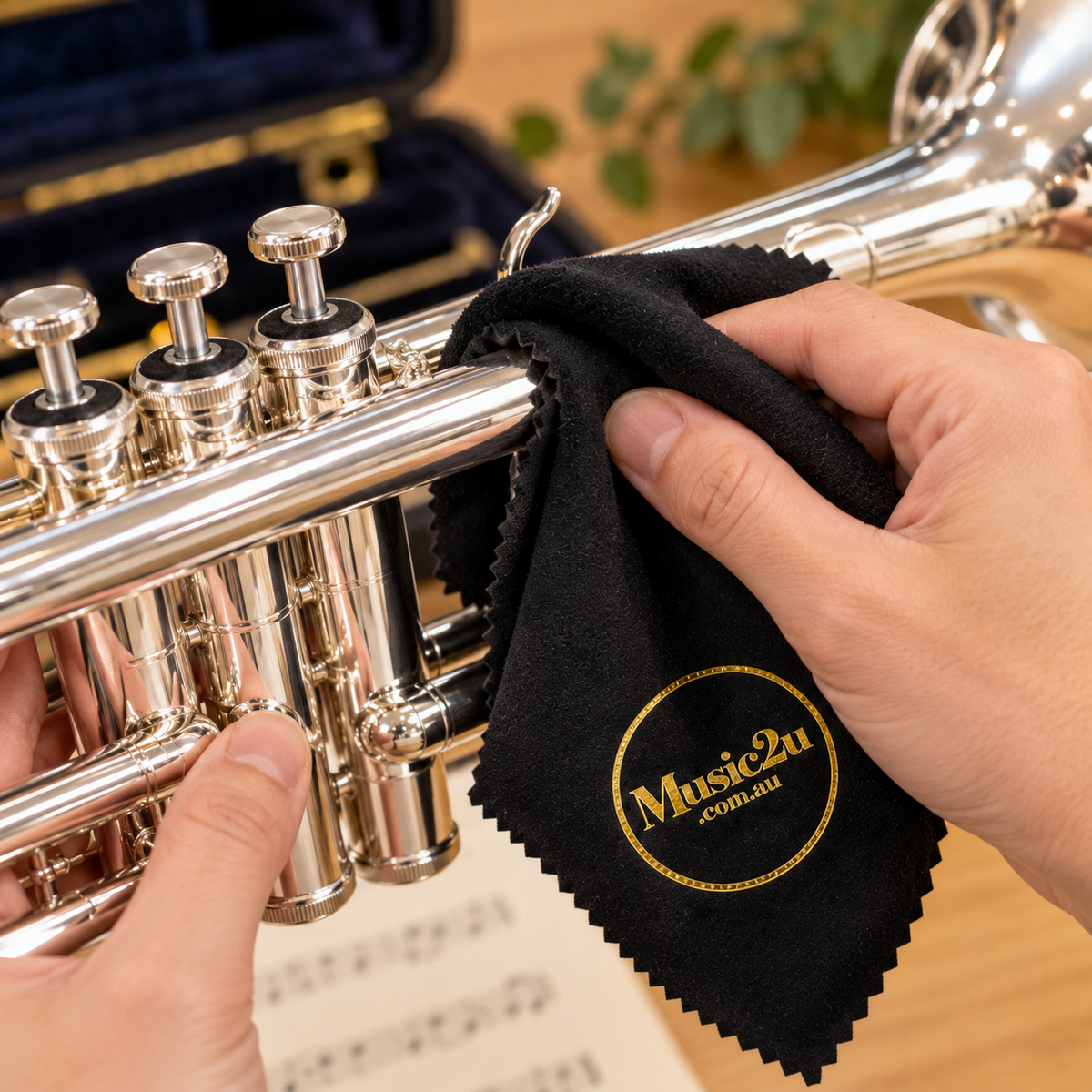 Black Suede Silver Polish Instrument Cloth (15cm x 15cm)
