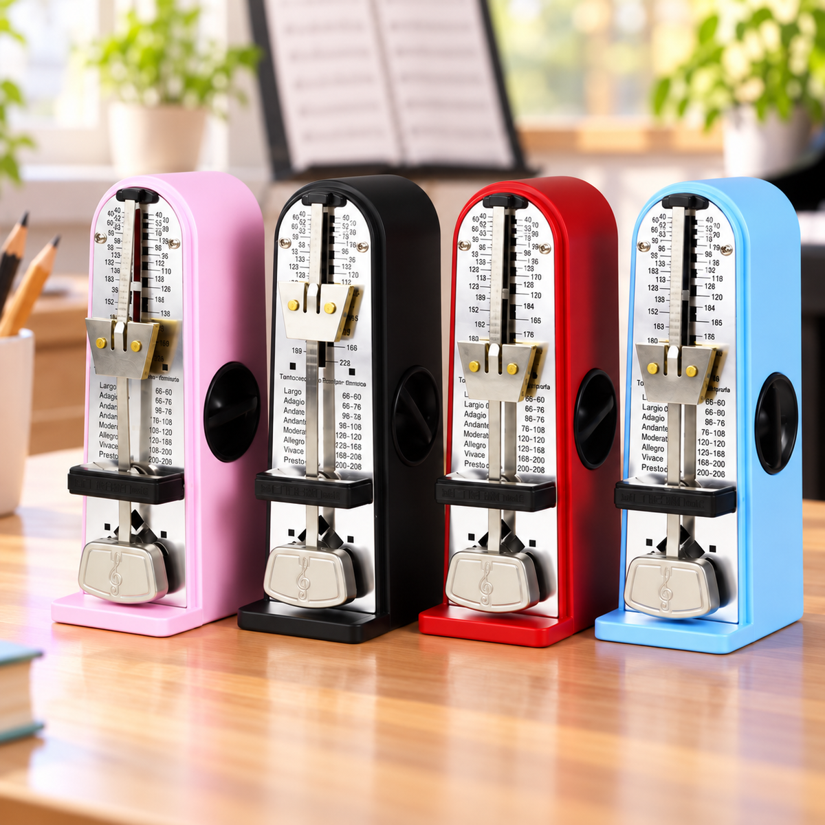Mini Mechanical Ticking Metronome with Front Dust Cover (Pink)