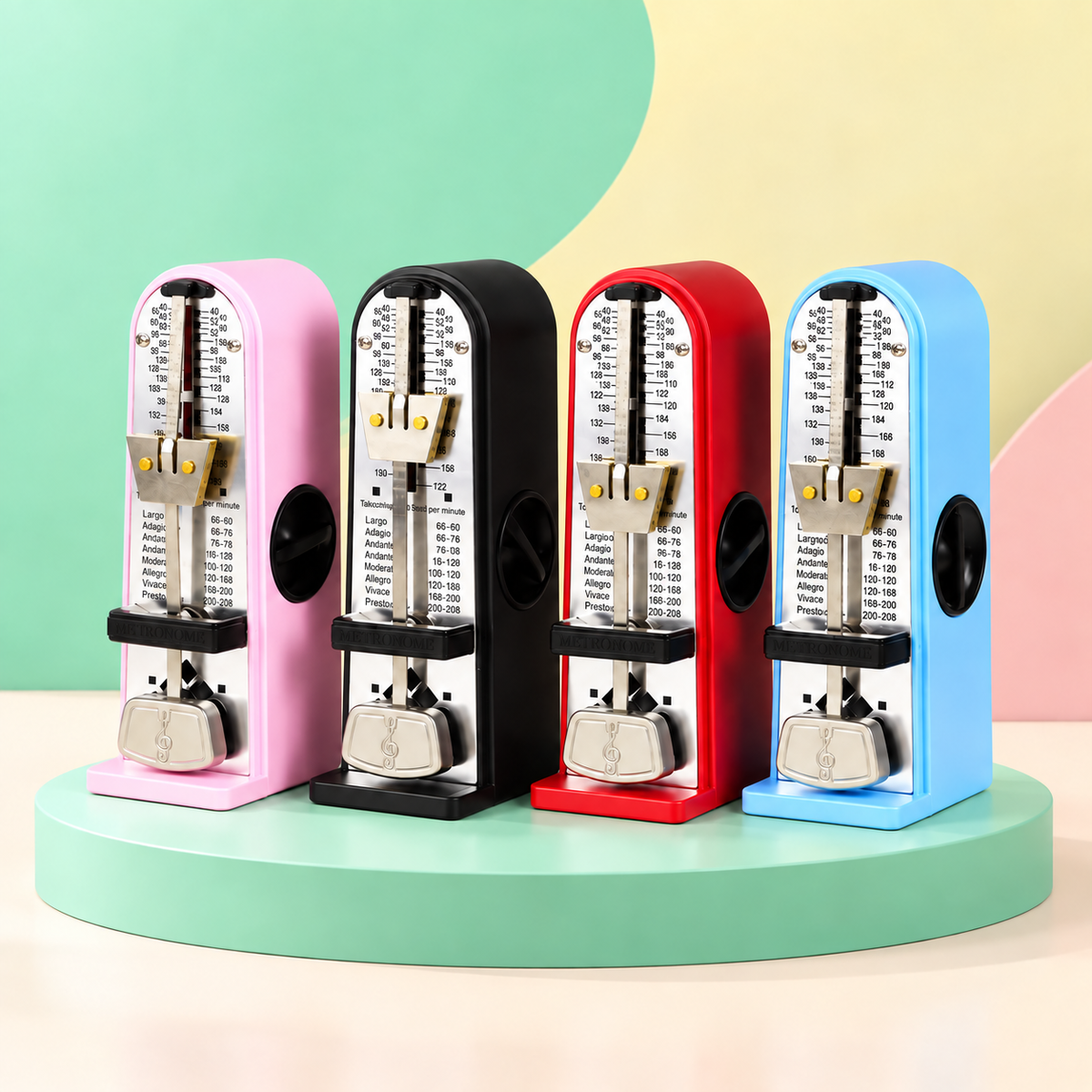 Mini Mechanical Ticking Metronome with Front Dust Cover (Pink)