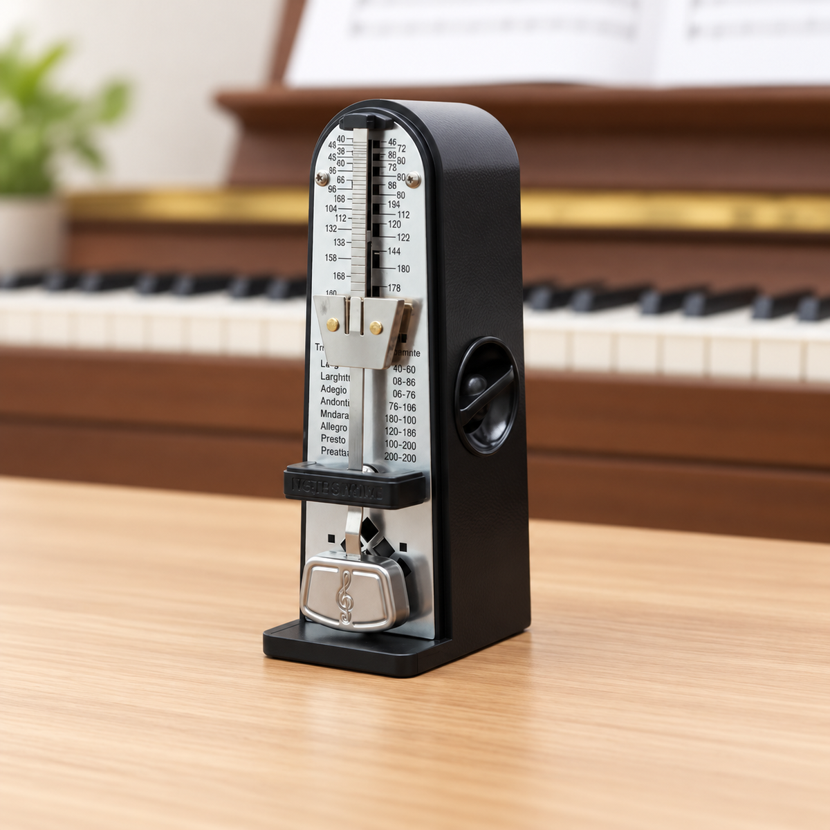 Mini Mechanical Ticking Metronome with Dust Cover (Black)