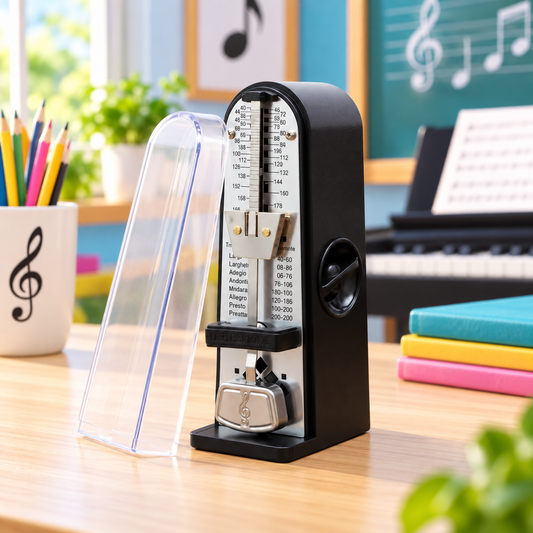 Mini Mechanical Ticking Metronome with Dust Cover (Black)