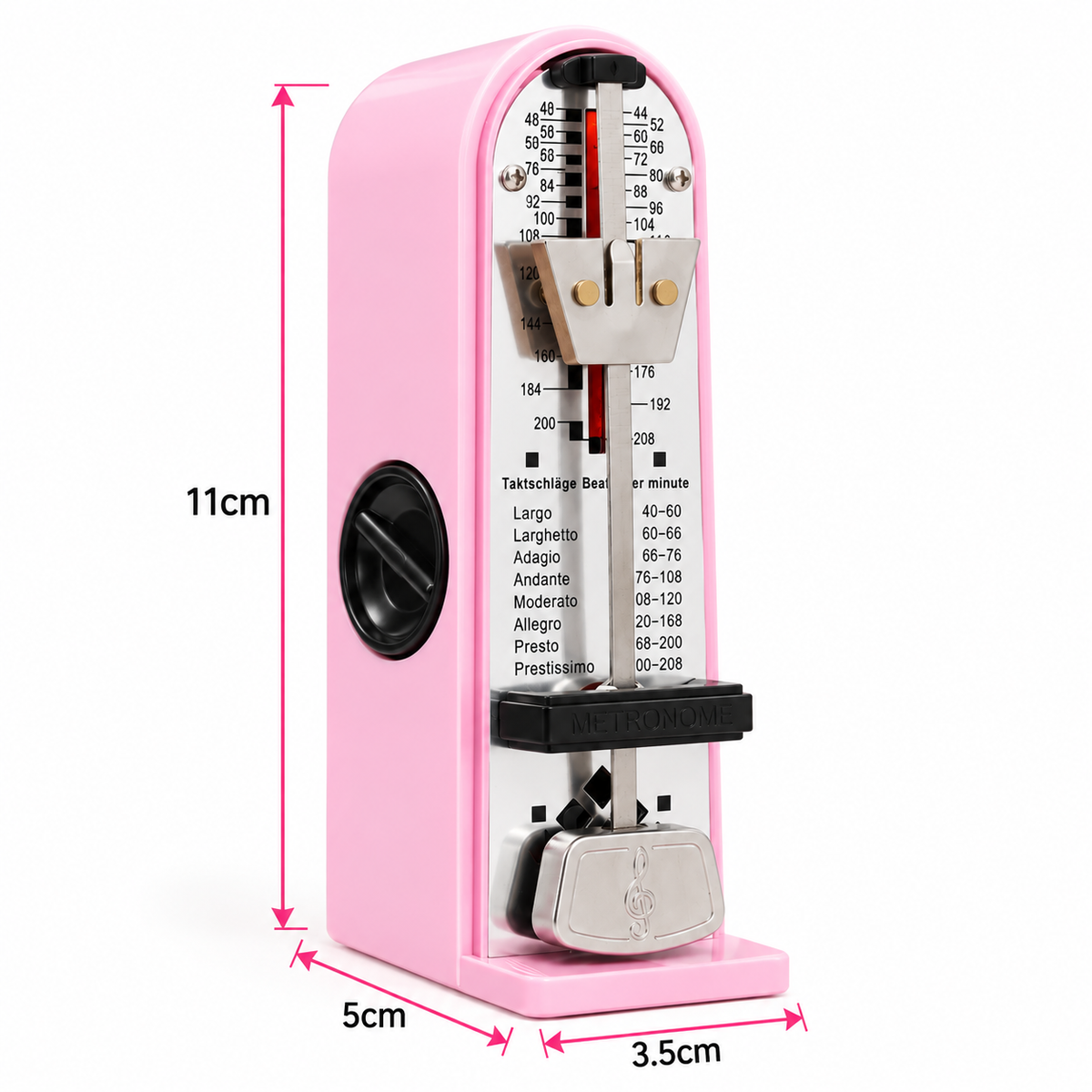 Mini Mechanical Ticking Metronome with Front Dust Cover (Pink)