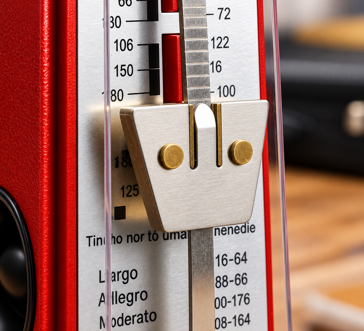 Mini Mechanical Ticking Metronome with Dust Cover (Red)