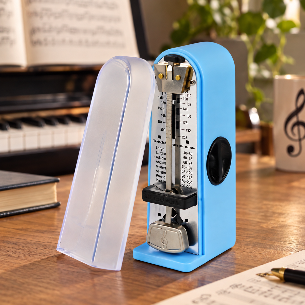 Mini Mechanical Ticking Metronome with Dust Cover (Blue)