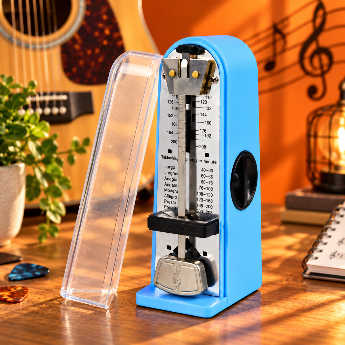 Mini Mechanical Ticking Metronome with Dust Cover (Blue)
