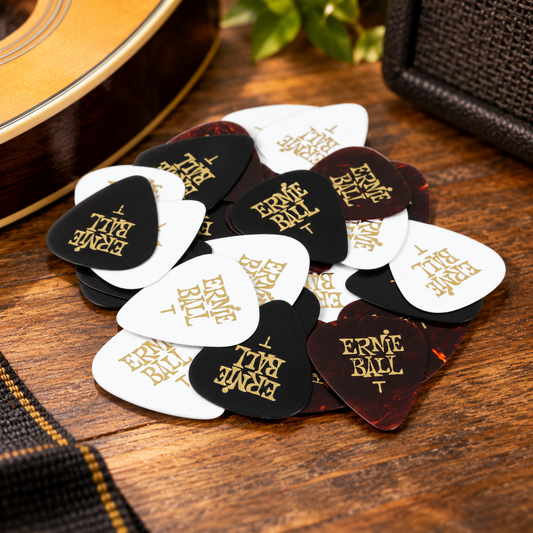 Ernie Ball Thin Assorted Color Cellulose Guitar Picks - (24-Piece Pack)