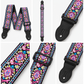 Vintage Folk Embroidered Guitar/Bass/Ukulele Strap - Flamingo Pink & Blue